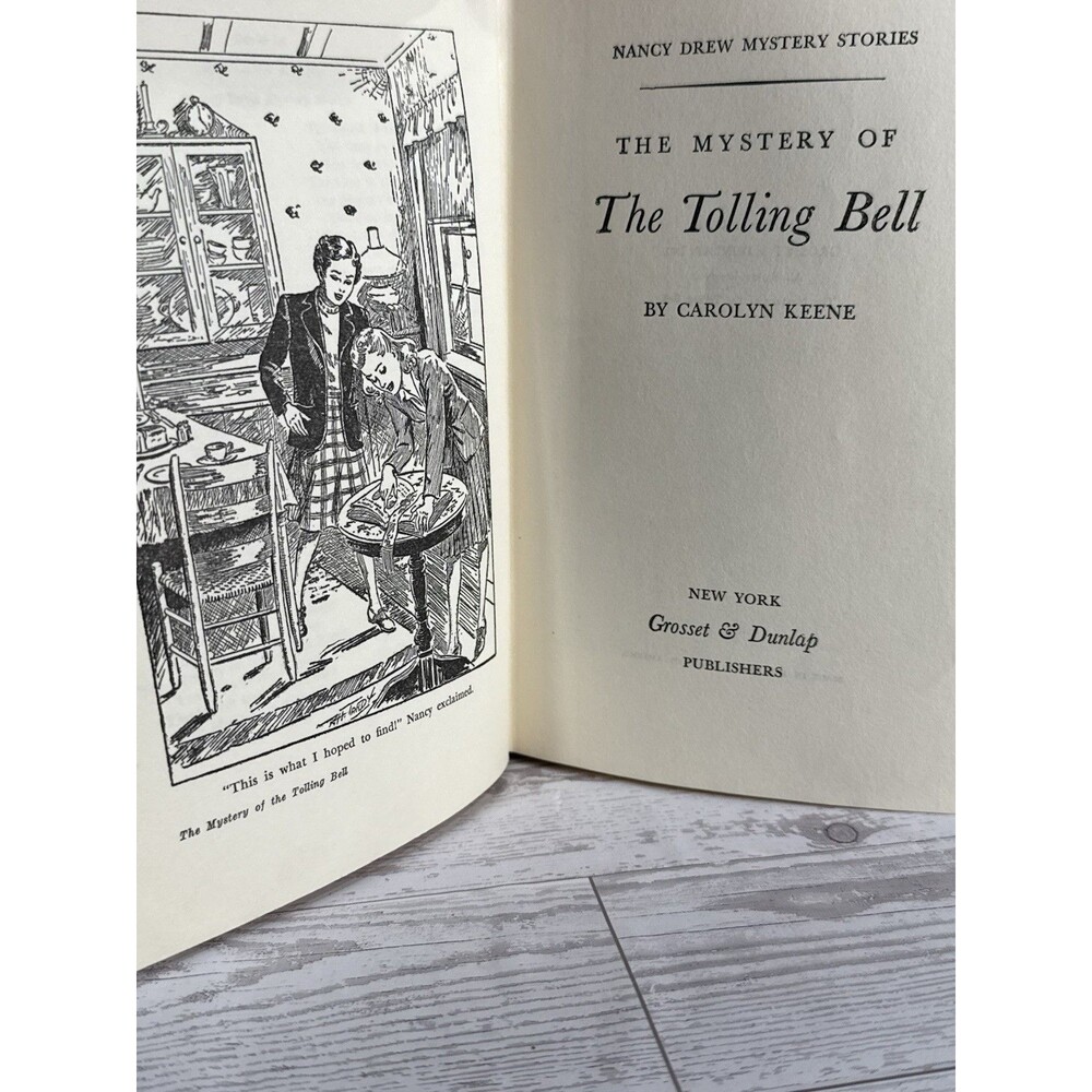 VTG HC HB Tweed blue The Mystery of the Tolling Bell Nancy Drew Carolyn Keen - Picture 4 of 5
